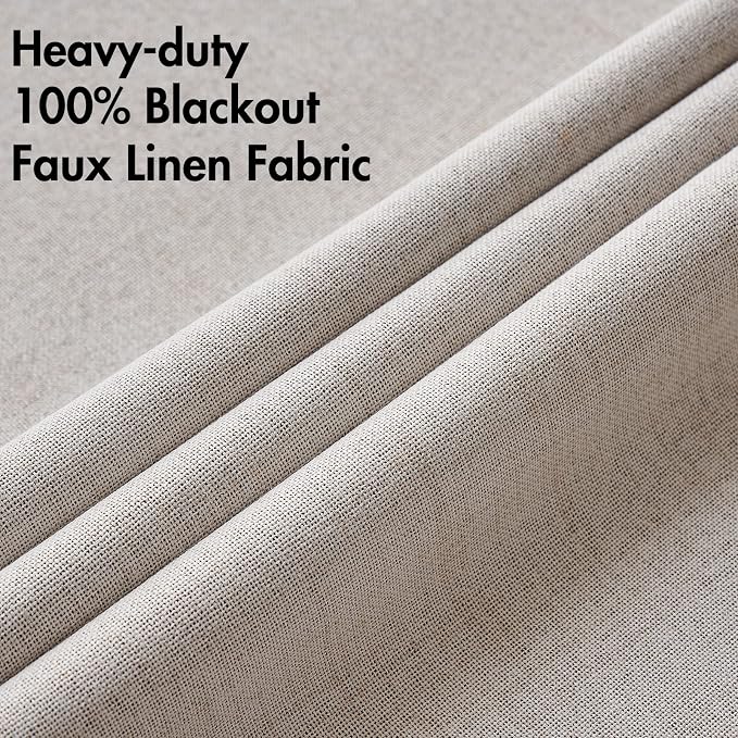MIULEE Extra Wide 100% Blackout Linen Curtains - Image 2