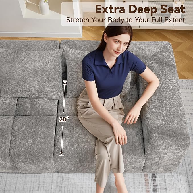 78.7" Loveseat Boneless Couch, Upholstered Cloud Love Seat - Image 4