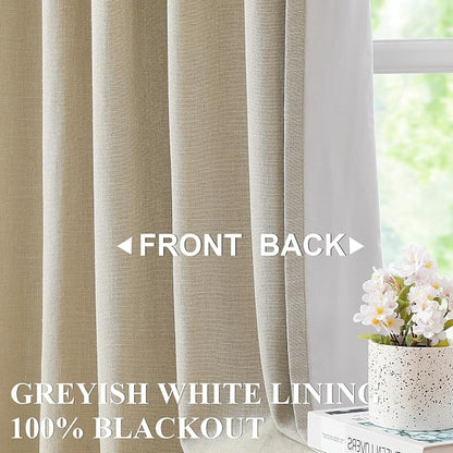 Vision Home Sand Pinch Pleated Full Blackout Curtains Linen Blended Room - Image 4