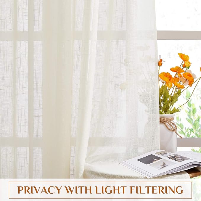 NICETOW Semi Sheer Linen Curtains - Image 7
