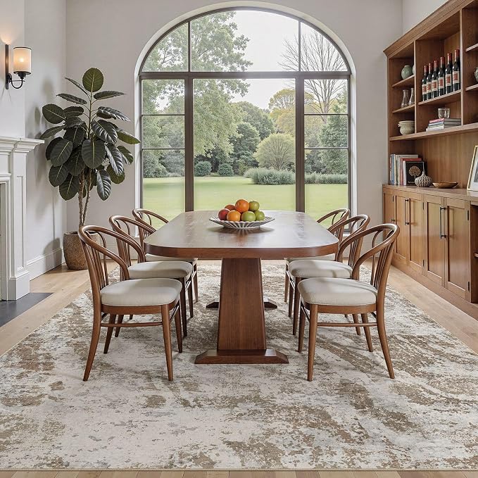 DMOYEST 7x9 Washable Area Rug: Abstract Modern Non-Slip Carpet, Soft Low Pile - Image 3