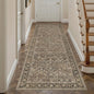 3x8 Brown Vintage Floral Washable Runner Rug by HUGEAR