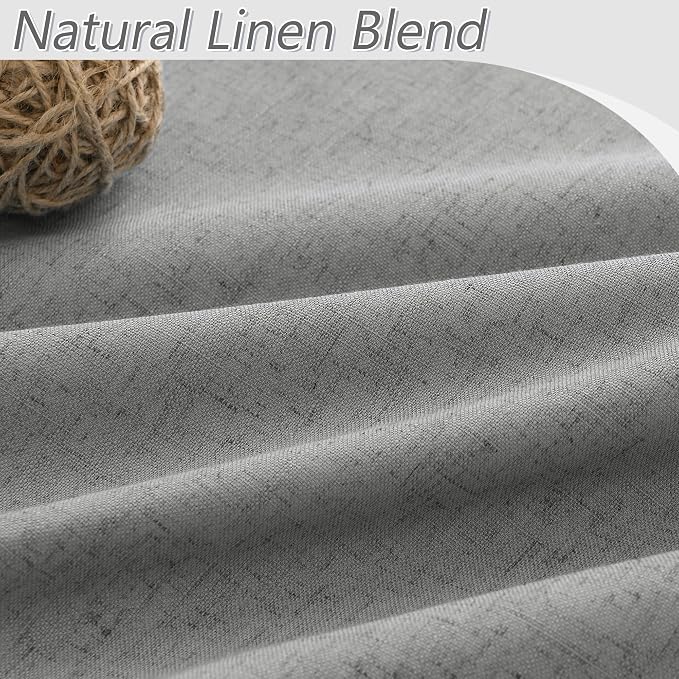 100% Blackout Linen Curtains 80 Inch Length 2 Panels Set - Image 3