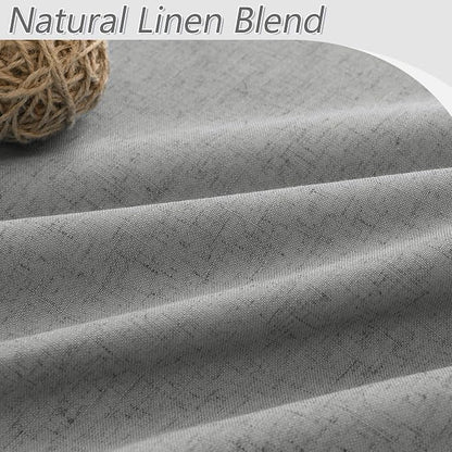 Dark Grey 100% Blackout Linen Curtains 63 Inch Length 2 Panels Set - Image 3
