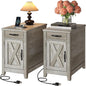 IRONCK End Table with Charging Station, Narrow Side Table by IRONCK