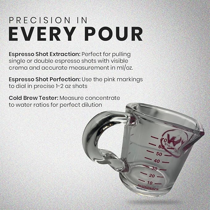 Rattleware 3 oz Espresso Shot Glass Pitcher – Double Spouted Genuine Barista Measuring Cup with Graduations in ml & oz – High-Volume, Commercial-Grade for Swift Espresso Pouring & Precision (2 Pieces)