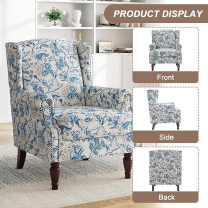Pia Ricco Set of 2 Floral Accent Chairs, High Back Upholstered Armchairs - Image 3