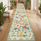 DUKINO 2.6x14 Washable Runner Rug, Floral Non Slip Long Runner Rug, Low Pile by DUKINO