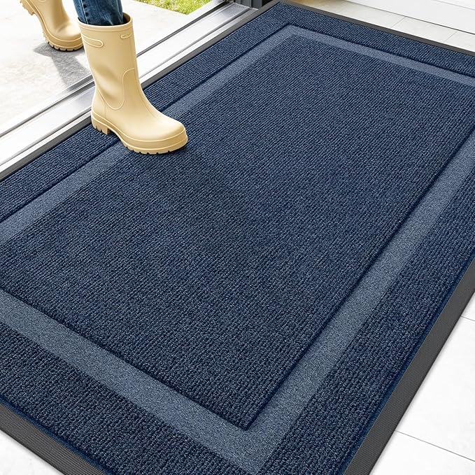 OLANLY Front Door Mat Outside 47x32, All-Season Heavy-Duty Rubber Doormat | Blue by OLANLY