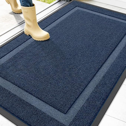 OLANLY Front Door Mat Outside 47x30, All-Season Heavy-Duty Rubber Doormat | Blue by OLANLY