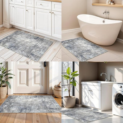 2x3 Washable Non-Slip Rug – Modern Abstract Neutral Small Throw Area Rug - Image 5