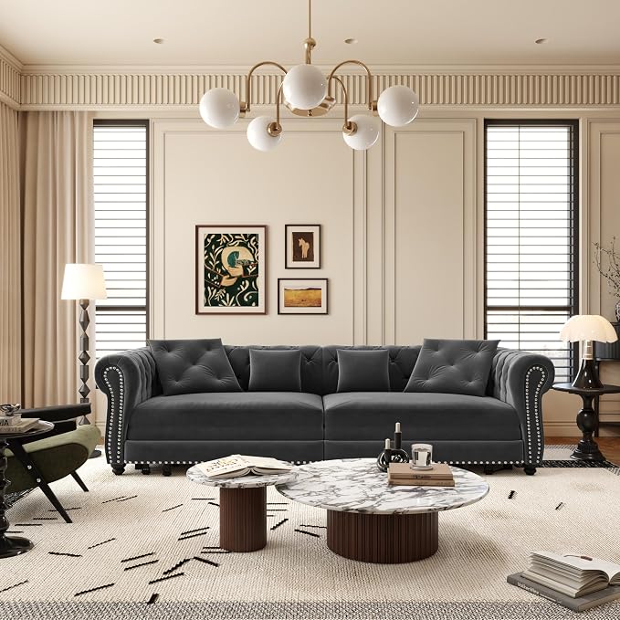 89" Velvet Pull Out Sofa Bed - Image 6