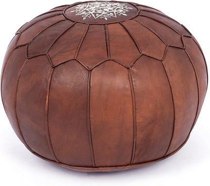Marrakesh Gallery Genuine Leather Round Pouf Unstuffed by MarrakeshGallery