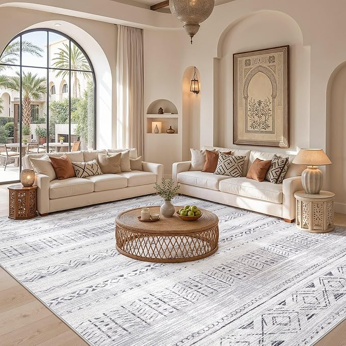 cotiled Boho 10x12 Area Rug for Living Room: Large Moroccan Washable Rug | - Image 5