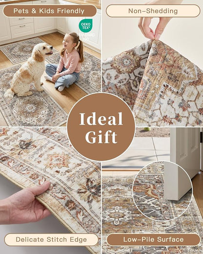 Madane 2-Piece Area Rugs Set, Small Kitchen Runner Non-Slip, Turmeric/Grey | - Image 6