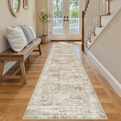 Soalmost Runner Rug 2x8 Washable Non-Slip Hallway Kitchen Runners Brown | Stain - Image 3