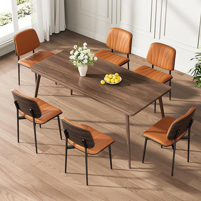REONEY Dining Chairs Set of 2, Mid-Century Modern Upholstered PU Leather Chairs - Image 8