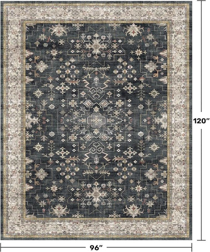 Black Farmhouse Washable 8x10 Area Rugs - Image 2