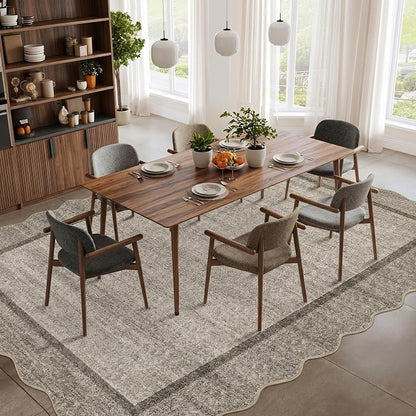 GarveeHome Scalloped Living Room Rug 5x7 Area Rug Washable Non Slip Brown | - Image 9