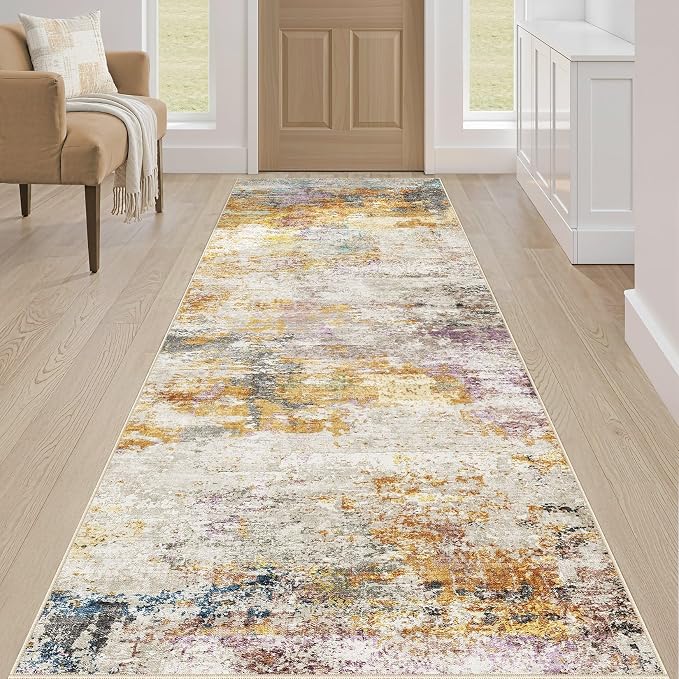 LOONGRUG Runner Rug 2x5 Washable Non-Slip Kitchen Neutral Modern Rug | Abstract - Image 4