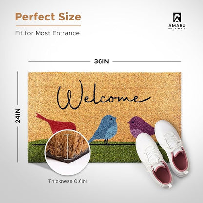 Coir Welcome Mat, Colorful Birds, 24 x 36 in | 100% Natural Coir, Anti-Shedding - Image 2