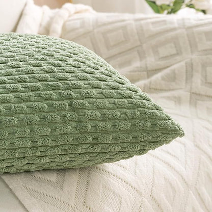 Set of 4 Sage Green Decorative Throw Pillow Covers 22x22 Inch Corduroy Pillow - Image 7