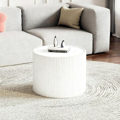 SSLine Round Drum Coffee Table Set of 2 Modern Sintered Stone Top Nesting - Image 5
