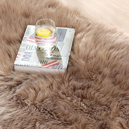 ORINOVA Beige Faux Sheepskin Fluffy Fur 2x3 Area Rugs - Image 9