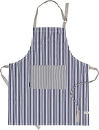 AMOUR INFINI Cotton Aprons for Women with Pockets Adjustable Strap and Waist Ties Washable Printed Aprons for Baking, Cooking, Gardening (27.5 x 33 Inches - Blue)