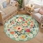 DUKINO 5ft Round Rug, Non Slip Floral Washable Small Circle Rug, Low Pile by DUKINO
