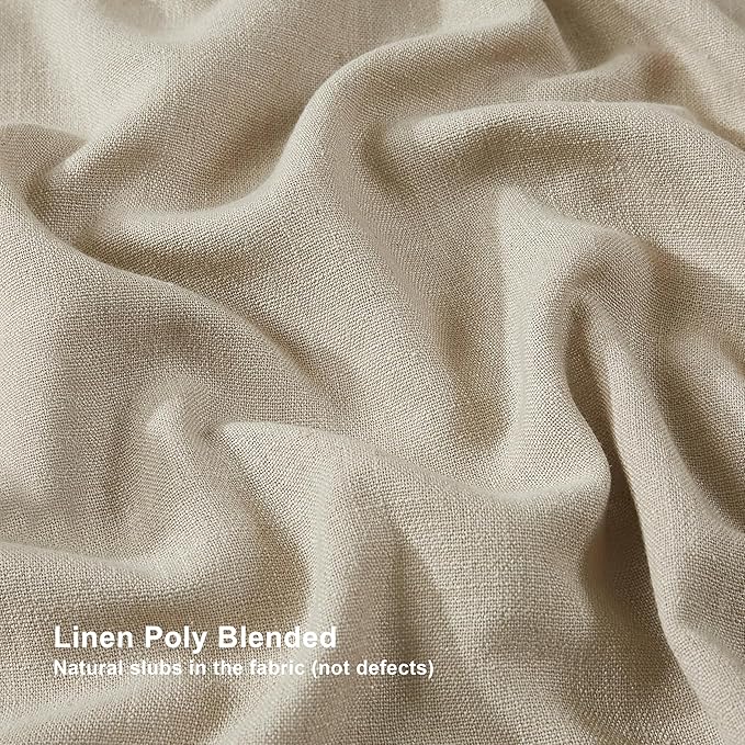 Vision Home Sand Pinch Pleated Full Blackout Curtains Linen Blended Room - Image 5