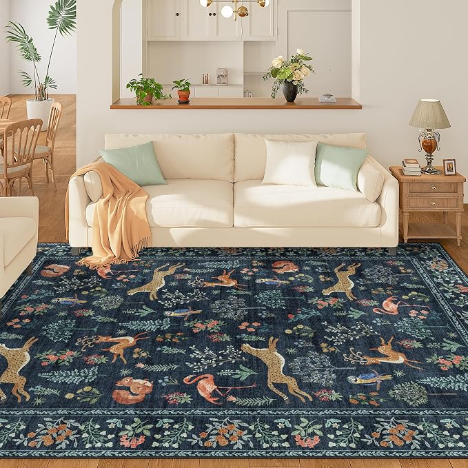DUKINO 8x10 Area Rugs, Washable Soft Animal Bedroom Rug Non Slip, Low Pile - Image 3