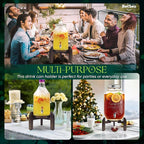 Drink Dispenser Stand Adjustable Width from 8" to 11.2" Wide - Beverage Jar and Water Plastic Jug Holder - to plant flower pots - Adjustable up to11.2-inch Wide (For 5-Gal Jug 8"-11.2")- Walnut Color