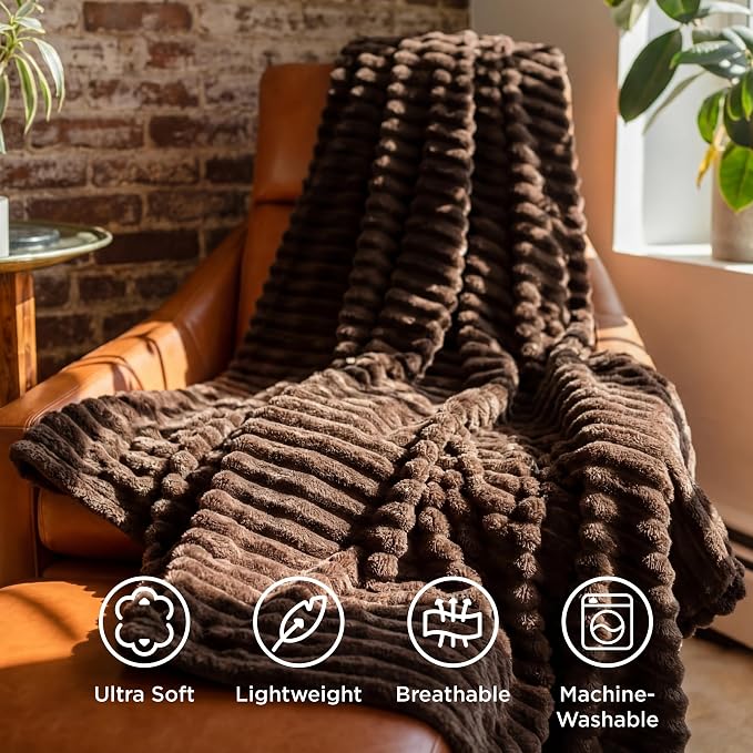 Bedsure Soft Twin Blanket for Bed Decor Gifts Chocolate Brown 60"x80" | - Image 5