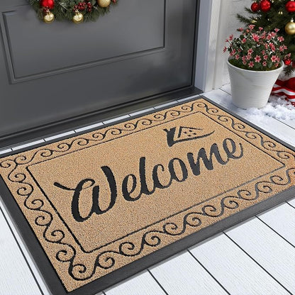 Yimobra Welcome Mat Outdoor Indoor, Waterproof Heavy Duty Front Door Mat by Yimobra