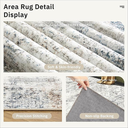Soalmost 3x5 Rugs, Small Washable Kitchen Entryway Area Rug Blue/Ivory | - Image 6