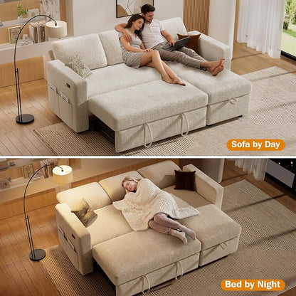 Sunny Heart 82" L Shaped Sectional Sleeper Sofa Bed - Image 6