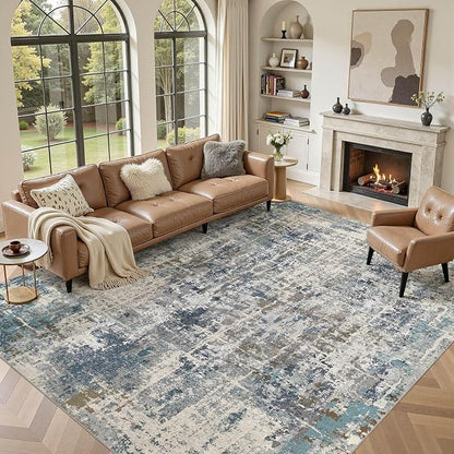 DMOYEST Area Rug Living Room Rugs 10x14 Washable Abstract Carpet | Neutral - Image 8