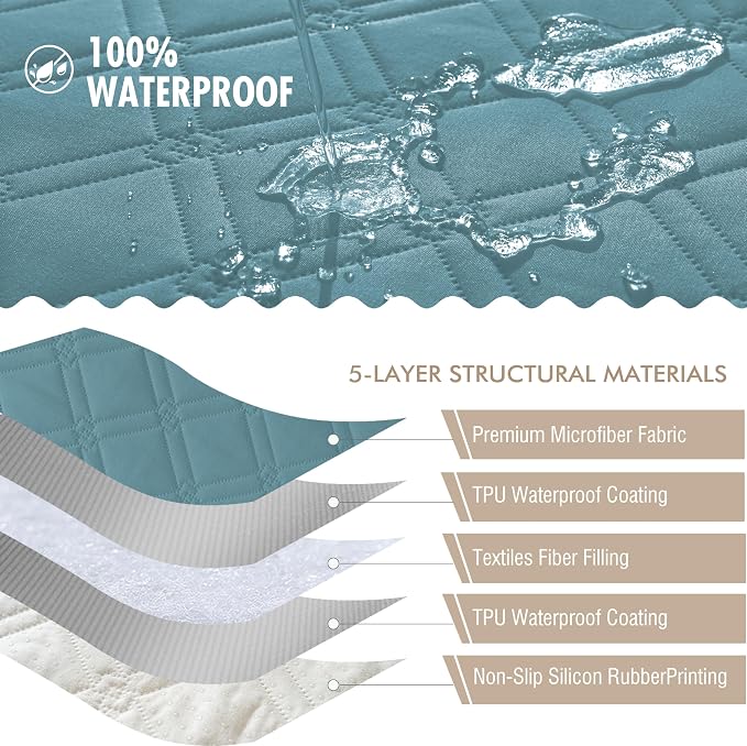 Genina Waterproof Couch Cover, Washable Anti-Slip 67 inch Sofa Covers - Image 5