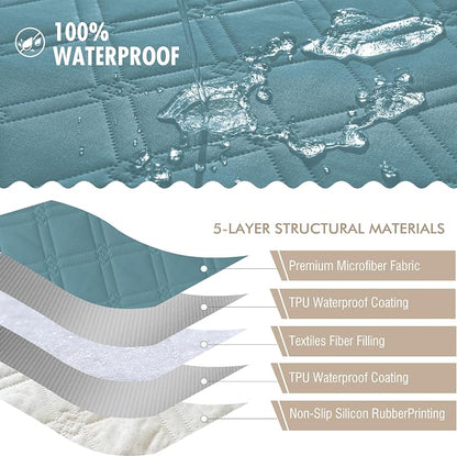 Genina Waterproof Couch Cover, Washable Anti-Slip 67 inch Sofa Covers - Image 5