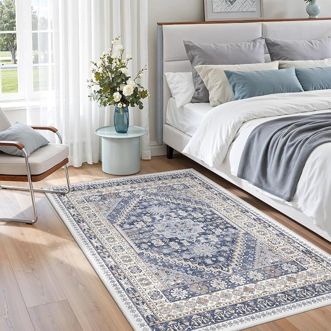 3x5 Rug for Entryway, Washable Area Rug, Living Room, Dining Room, Vintage Rug - Image 8
