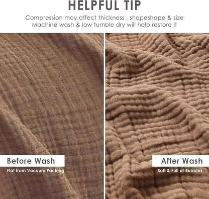 EMME Muslin Blankets for Adults Throw Blanket for Couch Breathable Gauze Soft - Image 4