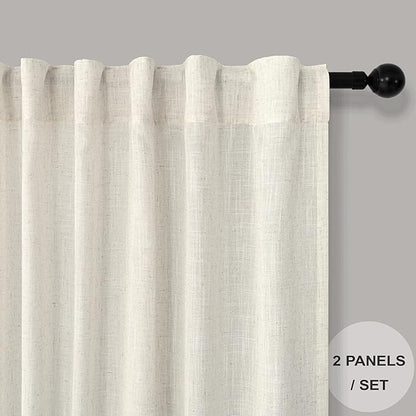 Pitalk Natural Linen Semi Sheer Curtains 36 Inch Wide - Image 2