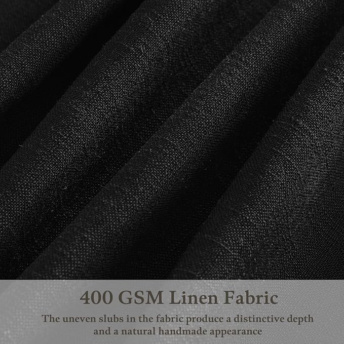 Black 90 Inches Pleated Linen Semi Sheer Memory Trained Curtains - Image 3