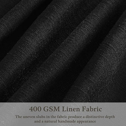 Black Pleated Linen Blend Semi Sheer Rustic Kitchen Curtains 63 Inch Long | - Image 3