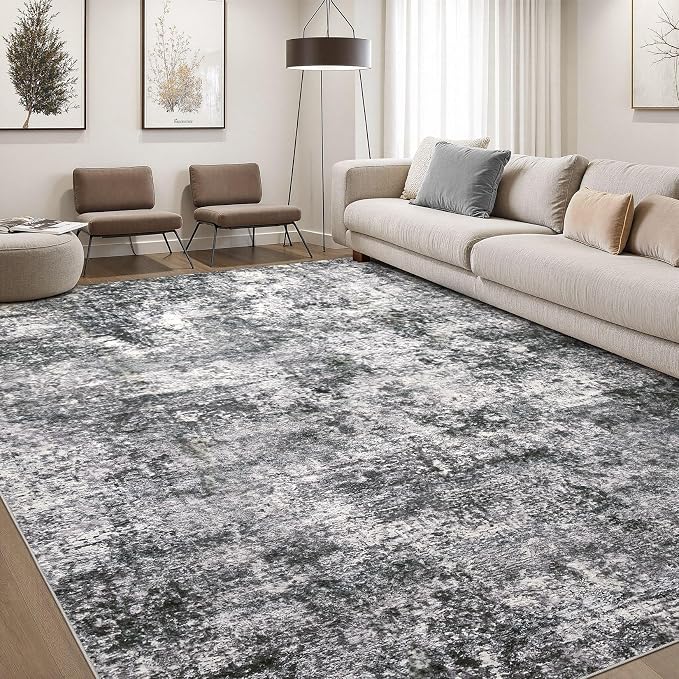 DMOYEST Area Rug Living Room Rugs 10x14 Washable Abstract Grey Carpet | Neutral by DMOYEST