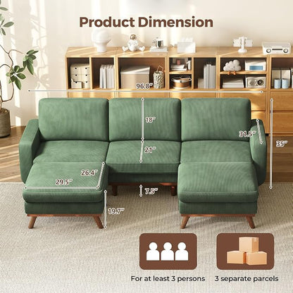 Vesgantti 97" Modular Sectional Sofa Green, U-Shaped Couch - Image 2