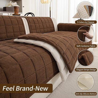 Velvet Couch Covers for Sectional Sofa Washable, Non-Slip L Shaped Sectional - Image 5
