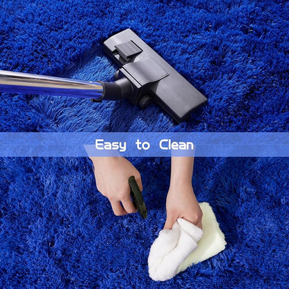 Pionblank Fluffy Area Rug for Bedroom 4x6, Indoor Plush Carpet, Royal Blue | - Image 5