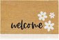 Coir Welcome Mat, Welcome Daisies, 17 x 29 in | 100% Natural Coir, Anti-Shedding by AmaruDoorMats